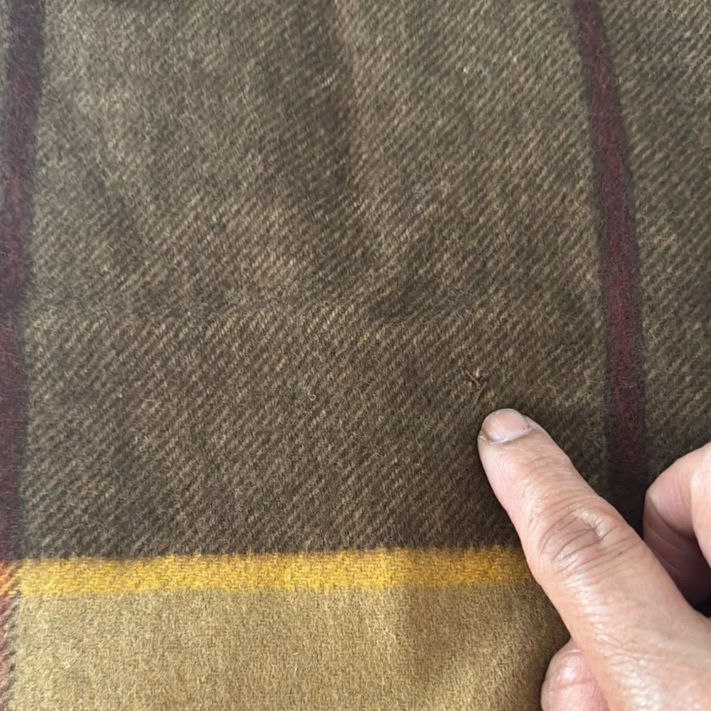 Marshall Field & Company 100% Cashmere Brown and Tan Plaid Scarf